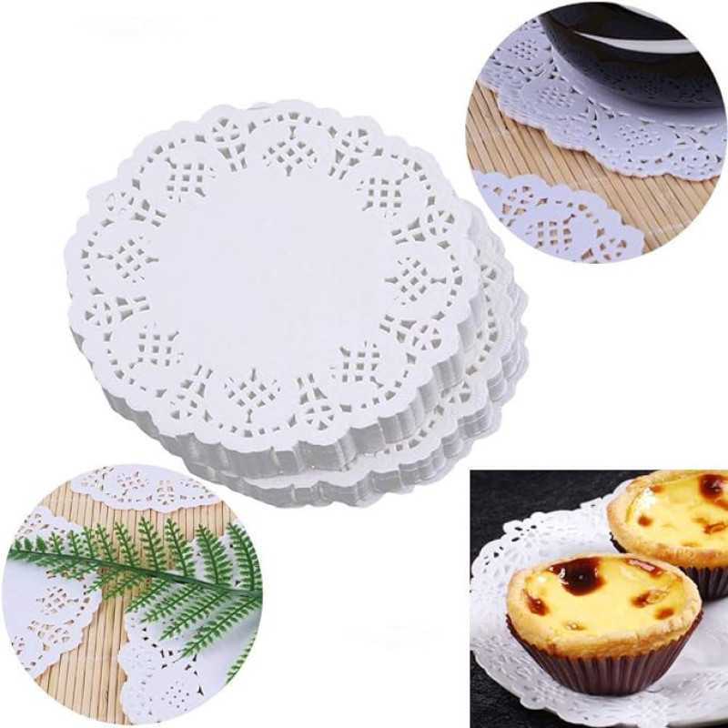 کاغذ شیرینی پزی مدل گیپور طرح دایره 14x14 بسته 100 عددی