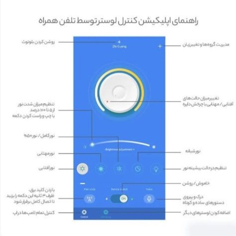 لوستر 2 شعله نور از ما رشکان مدل 50.30 CIRCLE