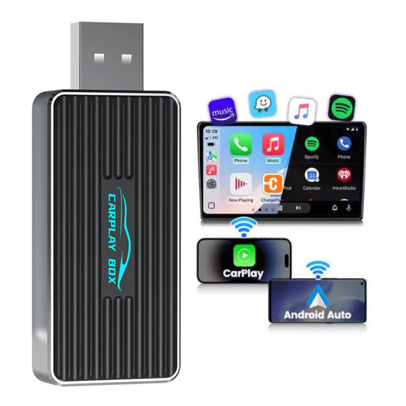 کارپلی و اندروید اتو مدل Wireless P9593 CarplayAndroid Auto به همراه مبدل USB به USB-C