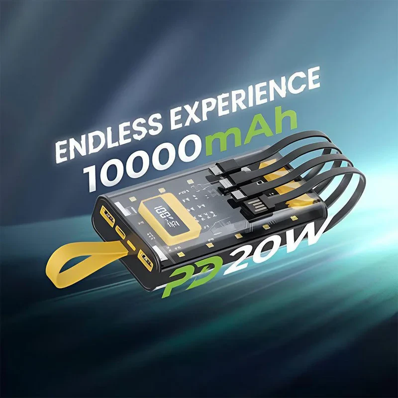 پاوربانک گرین لاین مدل Transparent Pro ظرفیت 10000 میلی‌آمپر ساعت