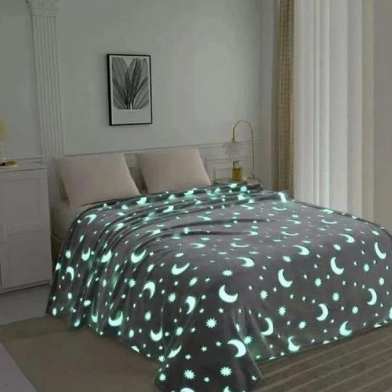 پتو مسافرتی 1 نفر مدل ماه و ستاره آسمانی سایز 150x220 سانتی‌متر