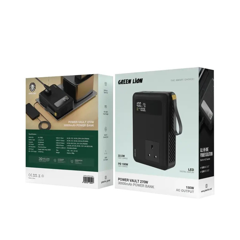 پاور استیشن 100 وات گرین لاین مدل Power Vault  ظرفیت3000 میلی‌آمپر ساعت