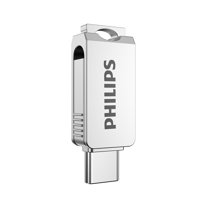فلش مموری OTG فیلیپس مدل FM30UC ظرفیت 64 گیگابایت با رابط USB 3.2 و Type-C، سرعت خواندن 130 مگابایت بر ثانیه، سرعت نوشتن 80 مگابایت بر ثانیه، سازگار با ویندوز، مک و لینوکس، مقاوم در برابر خش و اثر انگشت