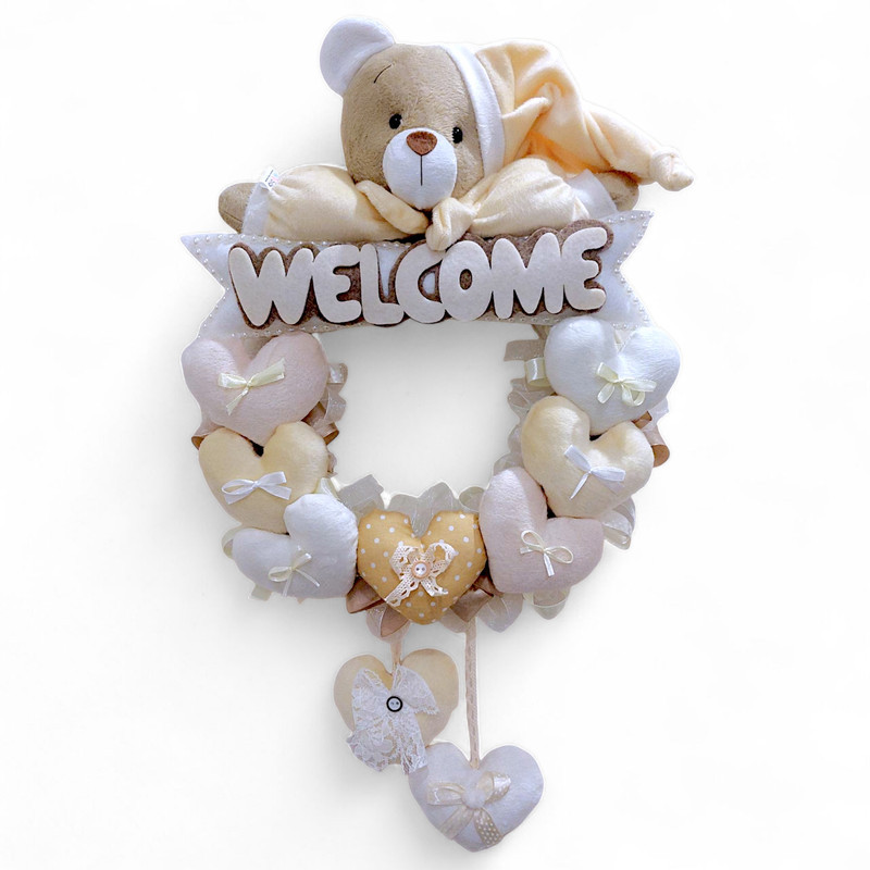 آویز تزیینی اتاق کودک طرح خرس نانان مدل Welcome کد WCrm
