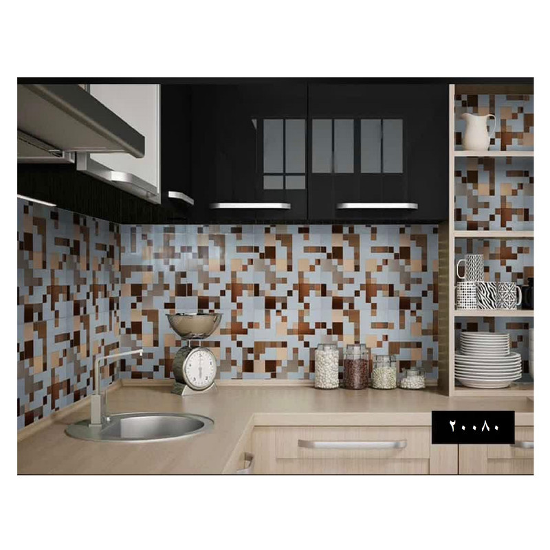 دیوارپوش مدل تایل بین کابینتی پشت چسبدار کد 20080 بسته 11 عددی
