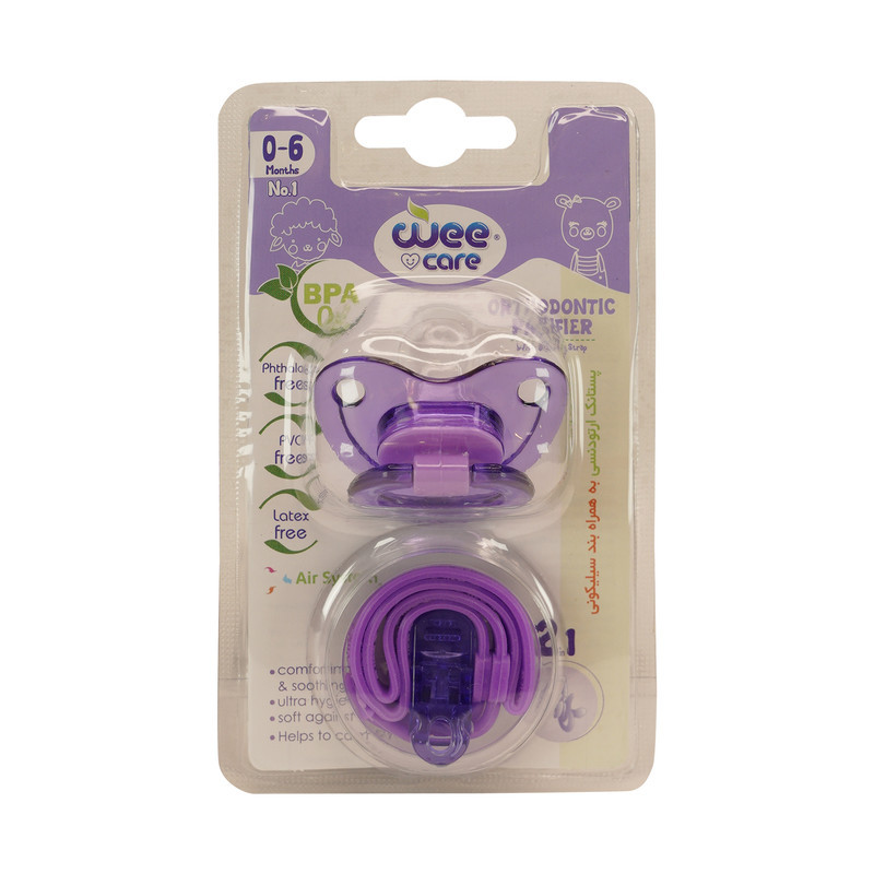 پستانک ارتودنسی وی کر مدل شفاف Fancy سایز 0-6 ماه کد P150 به همراه بند