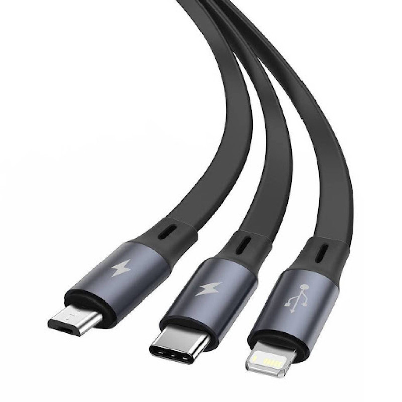 کابل تبدیل USB به لایتنینگUSB-CmicroUSB باسئوس مدل Star Speed طول 1.2 متر
