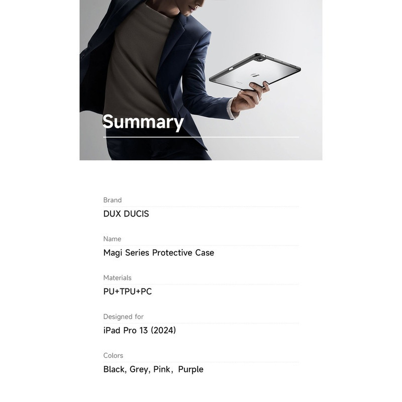 کیف کلاسوری دوکس دوکیس مدل MAGI مناسب برای تبلت اپل iPad Pro 13 (2024)