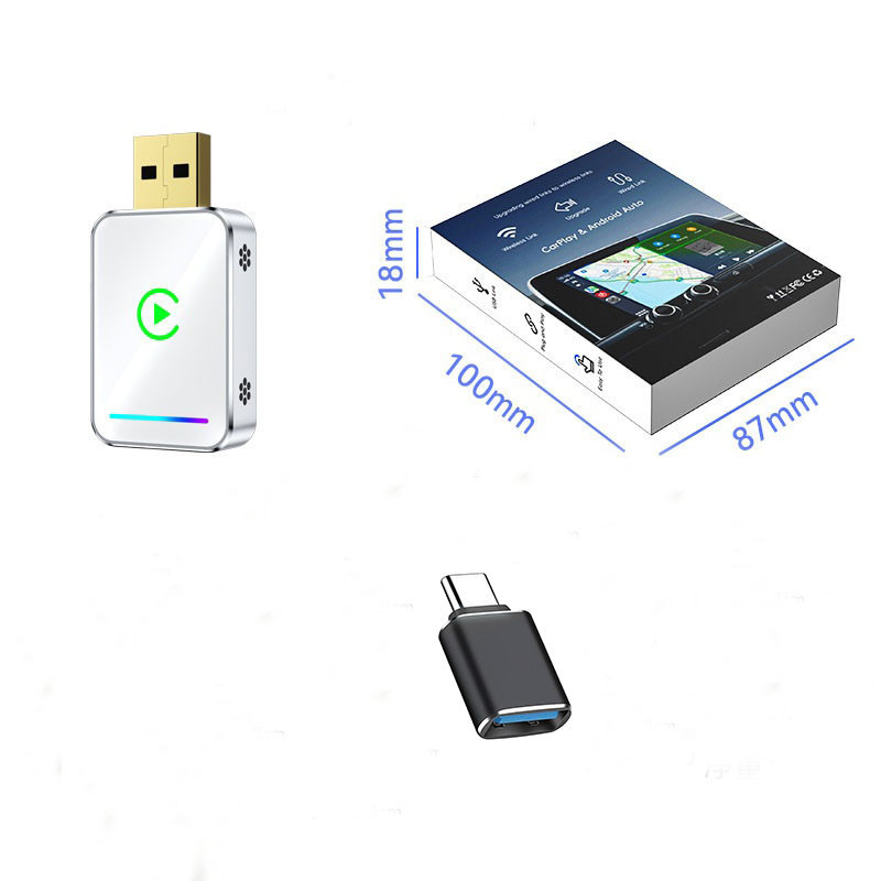 کارپلی و اندروید اتو مدل Wireless CarPlayAndroid Auto Q1JS به همراه مبدل USB به USB-C