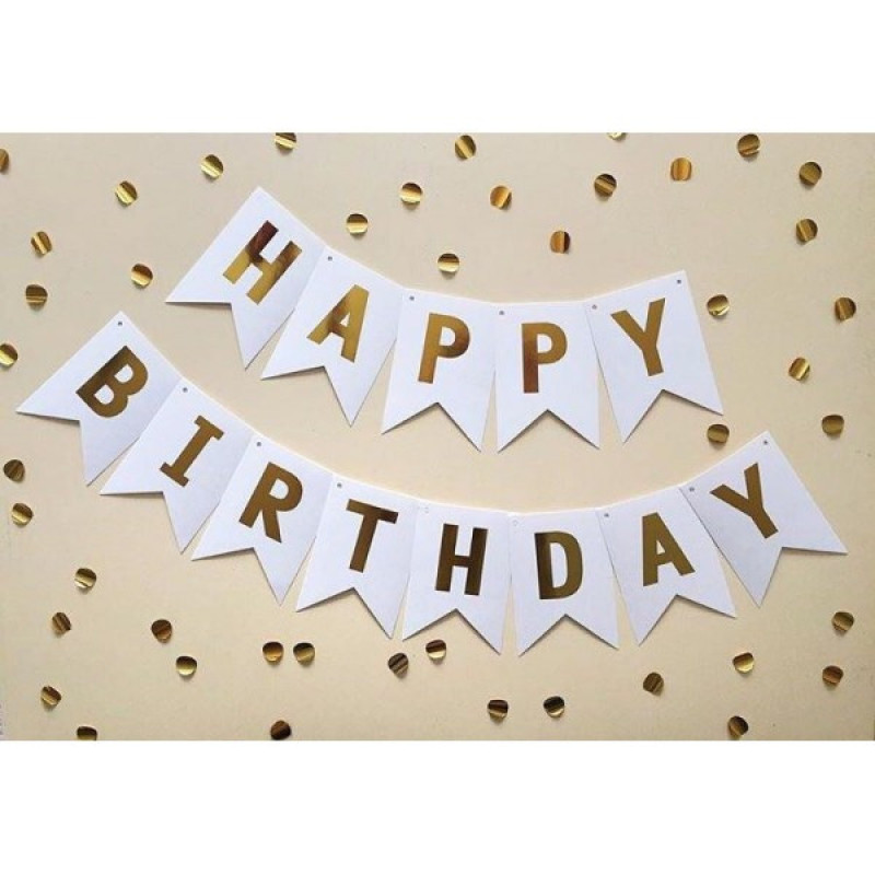 ریسه تزئینی تولد مدل Happy Birthday طلاکوب