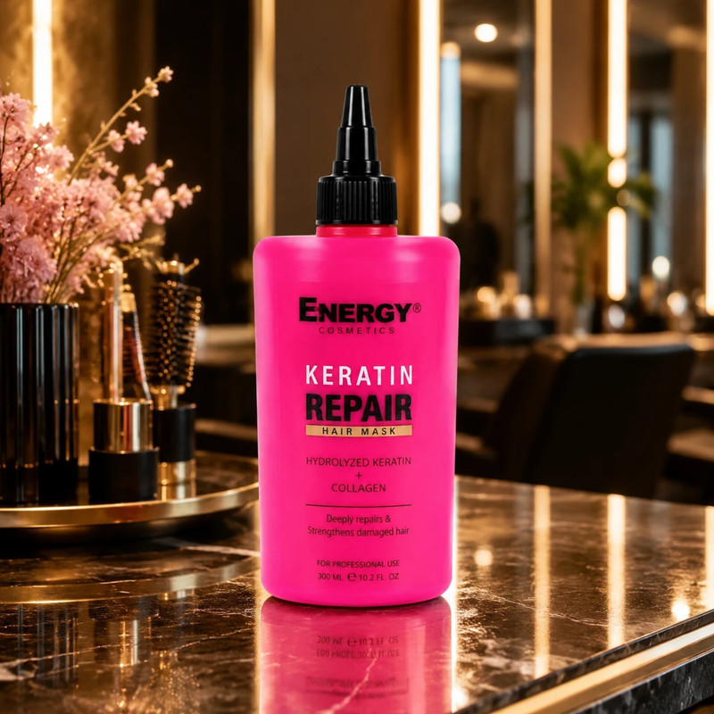 ماسک مو ترمیم‌کننده انرژی کازمتیکس مدل Keratin Repair مناسب موهای آسیب‌دیده حجم 300 میلی‌لیتر بسته 2 عددی