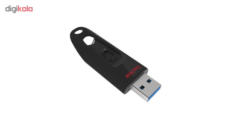 فلش مموری کشویی سن دیسک مدل CZ48 ظرفیت 128 گیگابایت با رابط USB 3.0، سرعت انتقال تا 100 مگابایت بر ثانیه، سازگار با USB 2.0 و قابلیت رمزنگاری اطلاعات