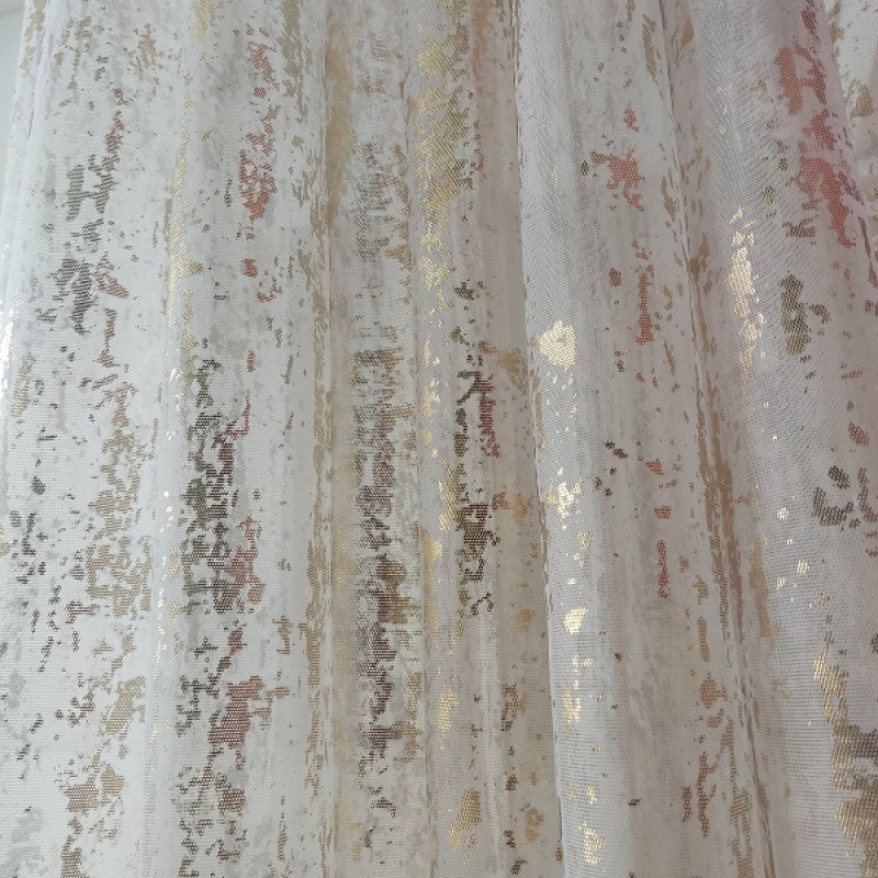 پرده تیکو دکو مدل دوخت ساده حریر ژورژت طلاکوب سایز 280x500 سانتی‌متر