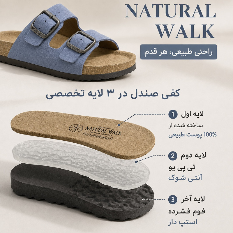 صندل زنانه اسمارا مدل فول چرم طبیعی بیرکن