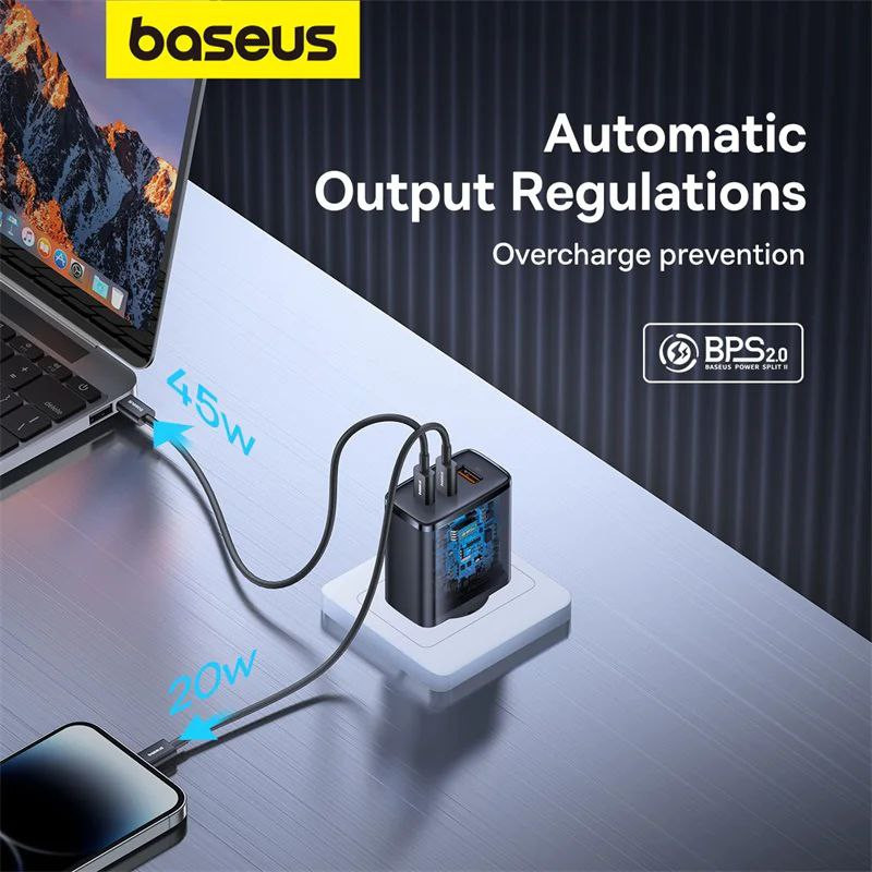 شارژر دیواری 65 وات بیسوس مدل Cube Pro 65W