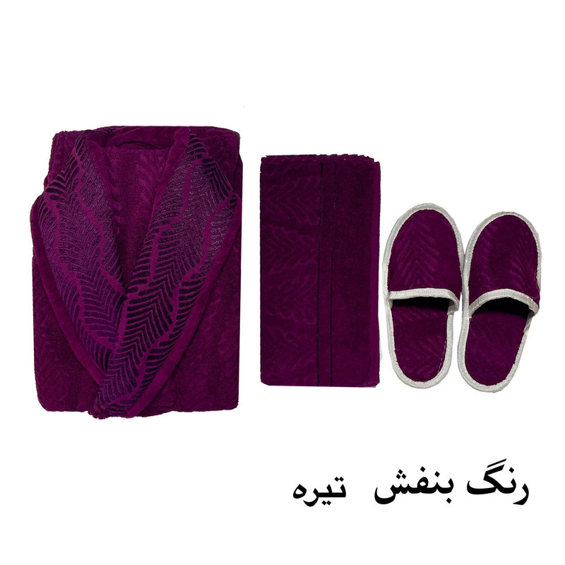 سرویس حوله پالتویی ۳ تکه هنرمند مدل لوکس لاین سایز ۱۲۵