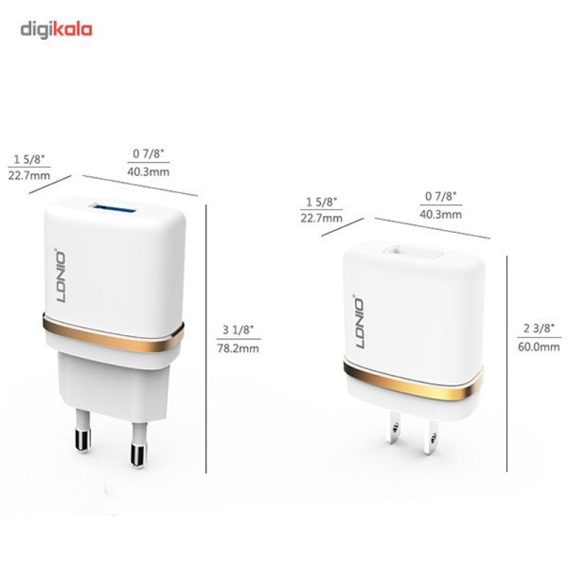 شارژر دیواری الدینیو مدل DL-AC50 همراه با کابل microUSB