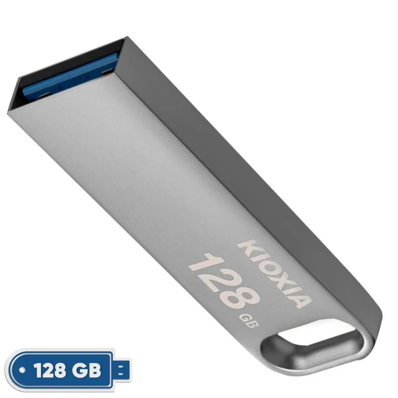 فلش‌مموری 128 گیگابایت کیوکسیا مدل U366 با بدنه فلزی، رابط USB 3.2، سرعت انتقال 200 مگابایت بر ثانیه، مقاوم در برابر ضربه و قابلیت اتصال به بند کلید