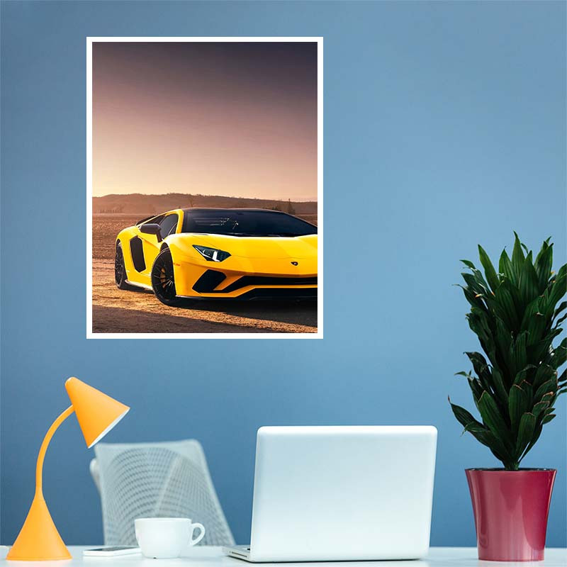 پوستر کارنيکا طرح لامبورگینی اونتادور Lamborghini Aventador کد 17995 مجموعه 8 عددی
