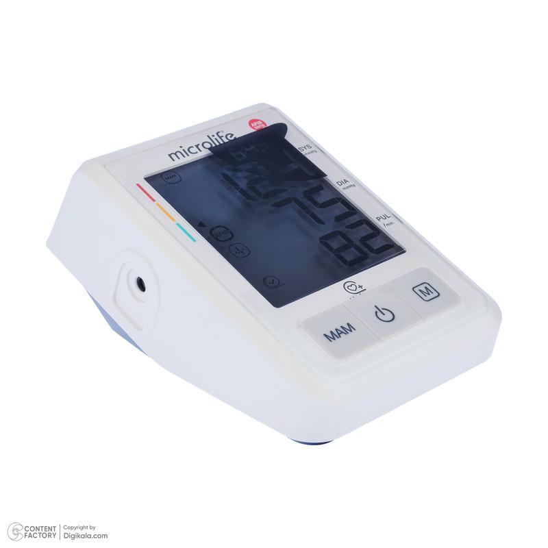 فشارسنج بازویی دیجیتال مایکرولایف مدل BP-B3 با حافظه ذخیره نتایج، مناسب بازو 22 تا 42 سانتی‌متر، منبع تغذیه باتری و همراه با کیف نگهدارنده و کاف