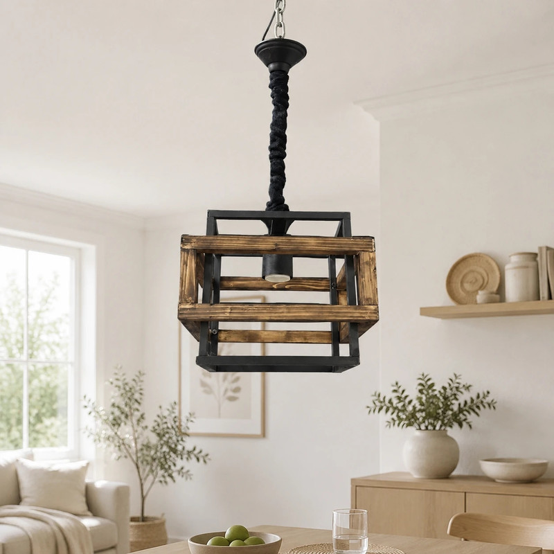لوستر 1 شعله شاهان تک مدل wood.18