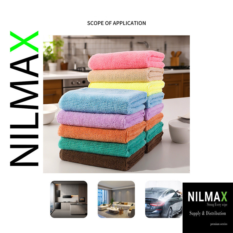 دستمال نظافت خانه و آشپزخانه میکروفایبر، حوله‌ای مدل NILMAX H008 بسته 5 عددی