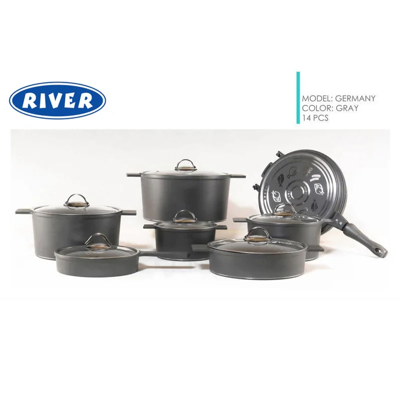 سرویس قابلمه و تابه گرانیت 14 پارچه ریور مدل Germany 14PCS