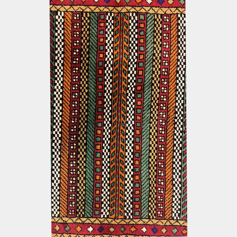 فرش دستبافت دو و نیم متری مدل ترکمن زمینه قرمز کد NKP.RJ25