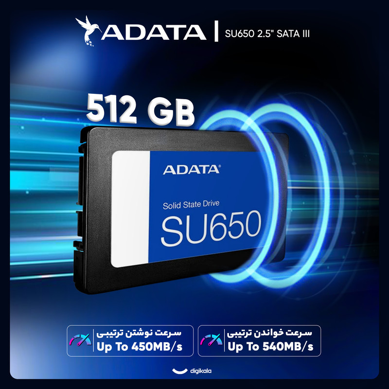 اس اس دی اینترنال SATA III ای دیتا مدل SU650 ظرفیت 512 گیگابایت