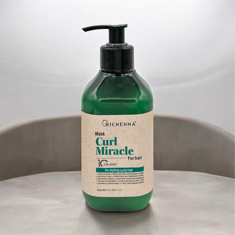 ماسک نرم کننده مو ریچنا مدل  curl miracle مناسب برای موی فر حجم 550 میلی لیتر