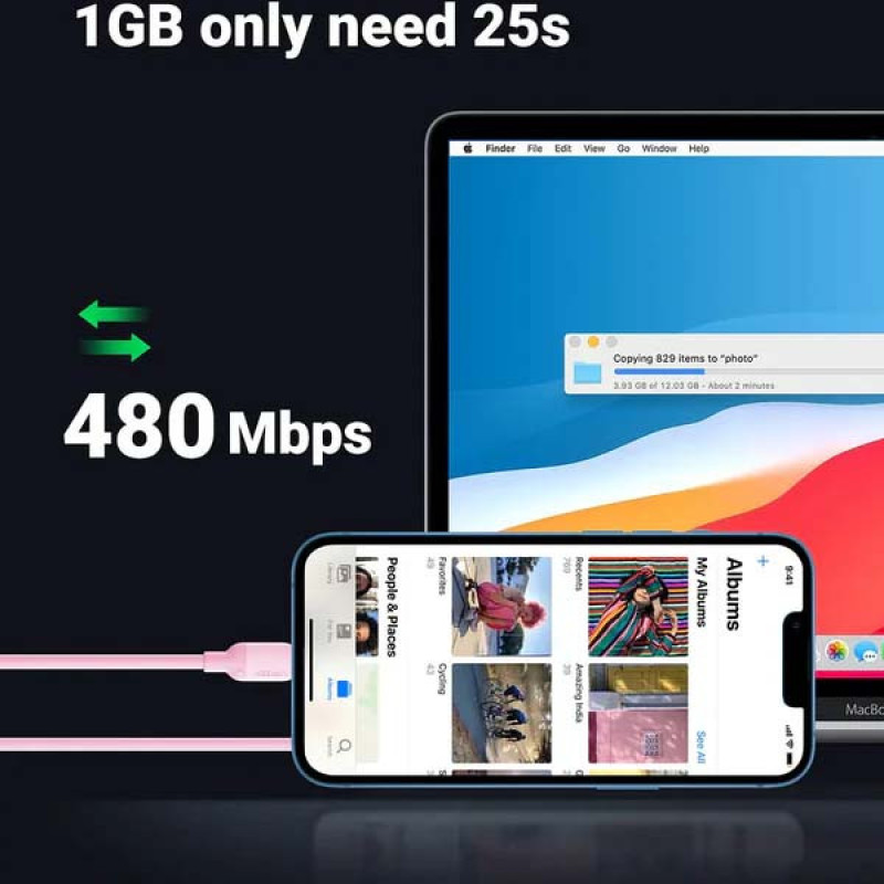 کابل تبدیل USB-C به لایتنینگ یوگرین مدل US387-15192 طول 1 متر
