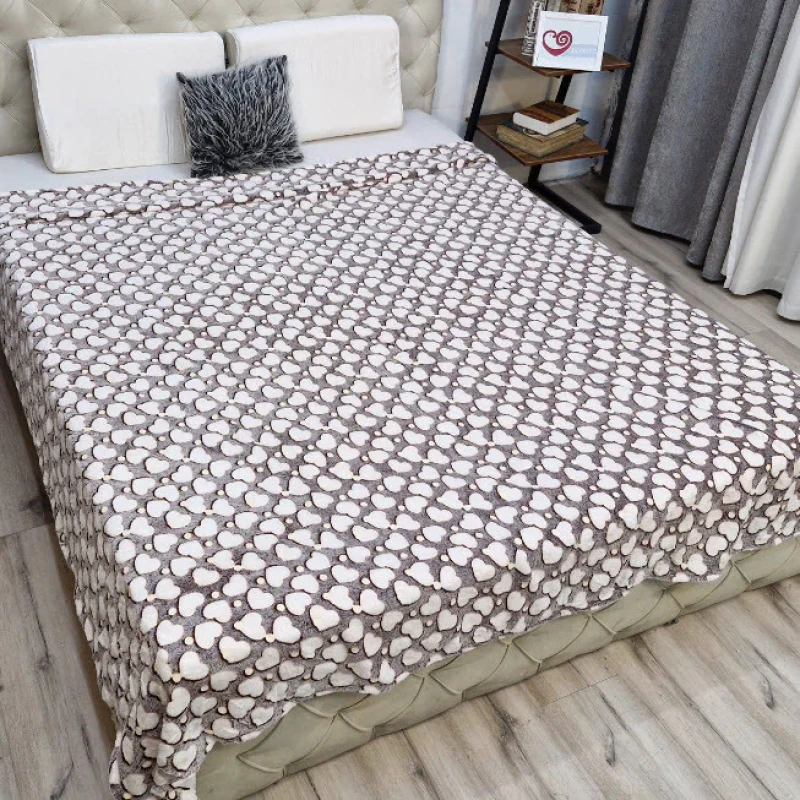 پتو مدل شبنما طرح قلب سایز 210x220 سانتی متر