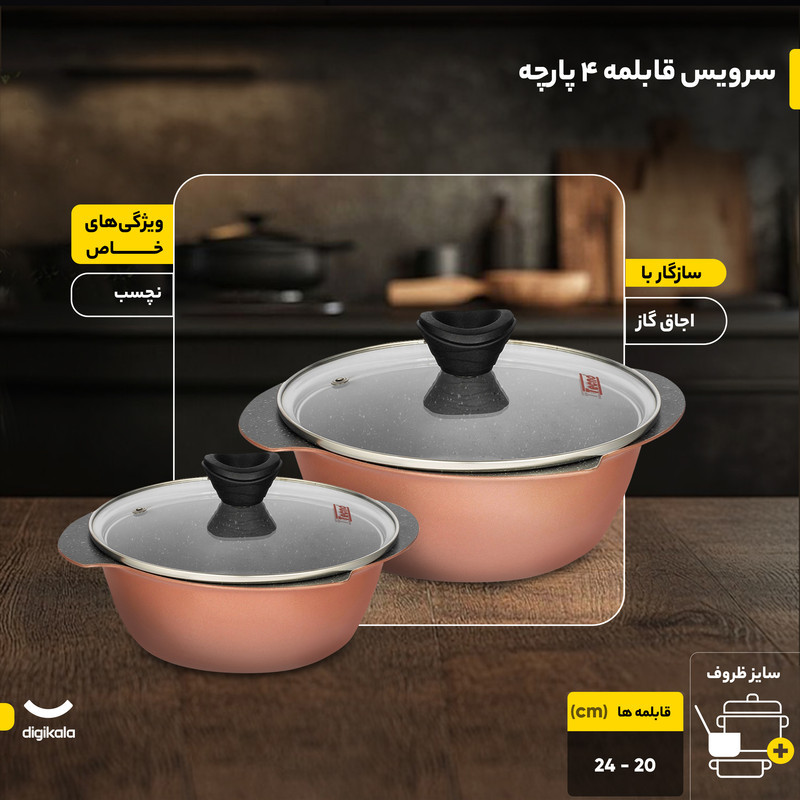 سرویس قابلمه 4 پارچه تکنو مدل پروانه