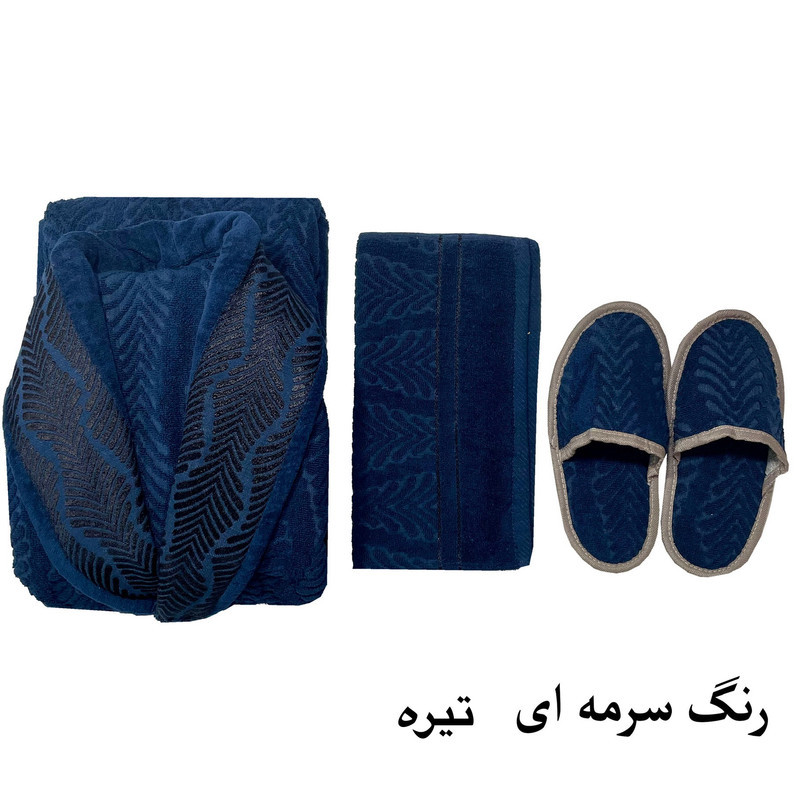 سرویس حوله پالتویی ۳ تکه هنرمند مدل لوکس لاین سایز ۱۲۵