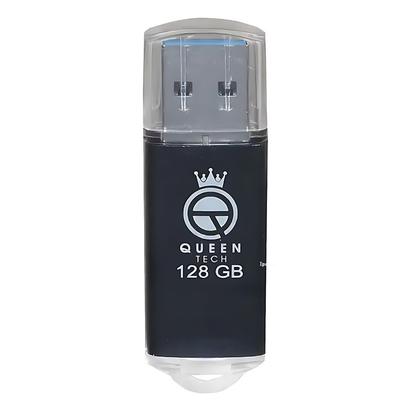 فلش مموری کوئین تک مدل QUICK ظرفیت 128 گیگابایت با رابط USB 2.0 و درپوش محافظ، سازگار با ویندوز، مک، تلویزیون، تبلت و گوشی موبایل