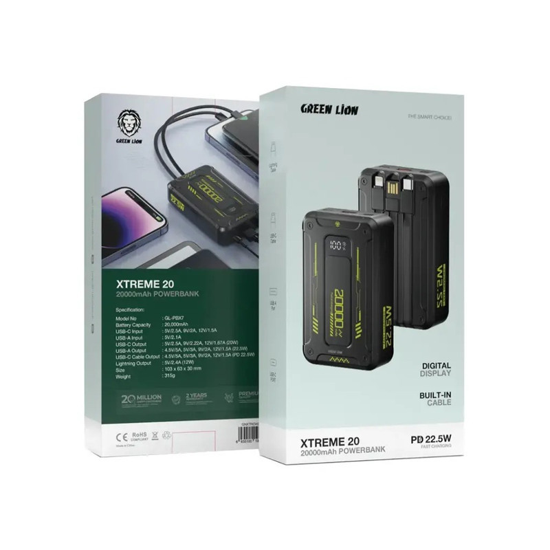 پاوربانک گرین لاین مدل Xtreme 20 ظرفیت 20000 میلی آمپر ساعت