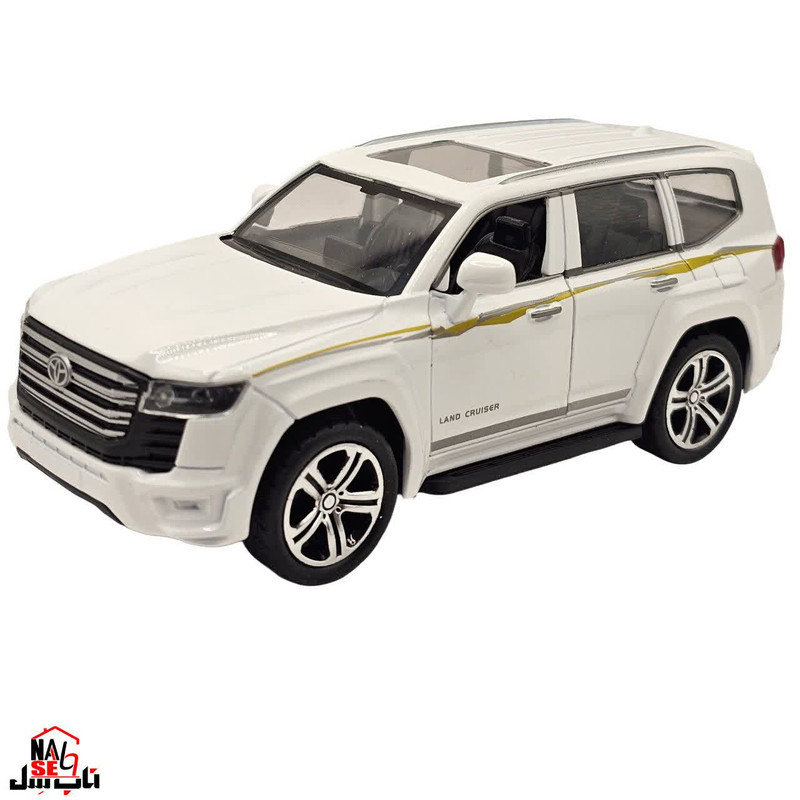 ماکت ماشین ناب سل مدل تویوتا لندکروز فلزی موزیکال چراغدار عقب کش کد Toyota Land Cruiser metal c55566 vx به همراه استند
