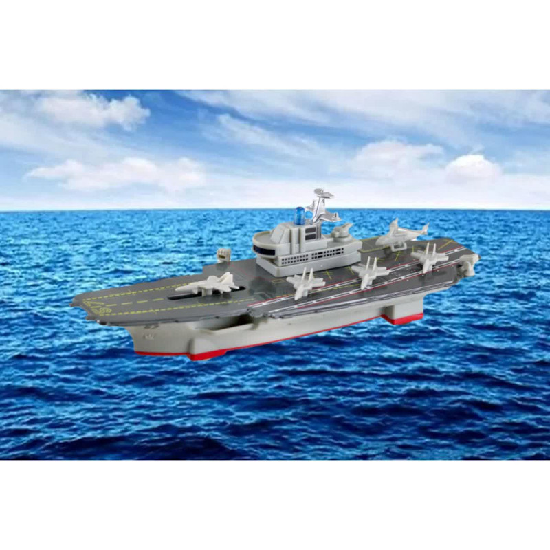 ناو هواپیمابر ناب سل مدل فلزی چراغدار موزیکال کد The Musical Lighted Aircraft Carrier به همراه 4 عدد هواپیما و یک عدد هلیکوپتر