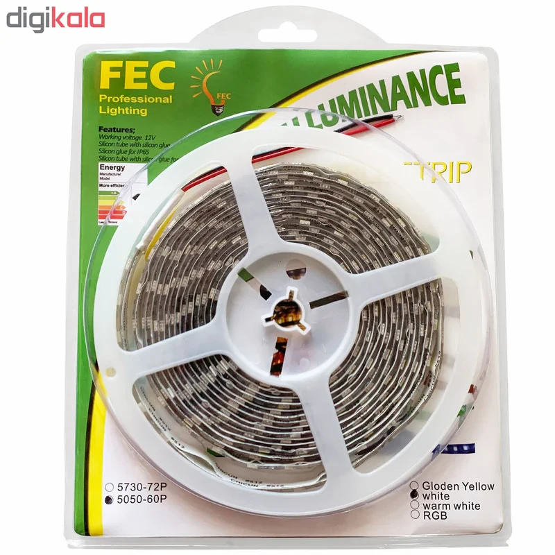 ریسه اس ام دی ال ای دی 10 وات اف ای سی مدل SMD5050-D60-IP65 طول 5 متر