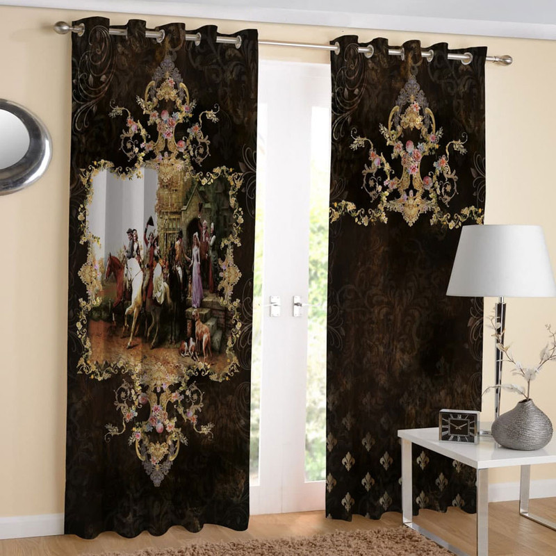 پرده مدل هازان چاپی طرح کلاسیک کد 3213 سایز 280x140 سانتی متر