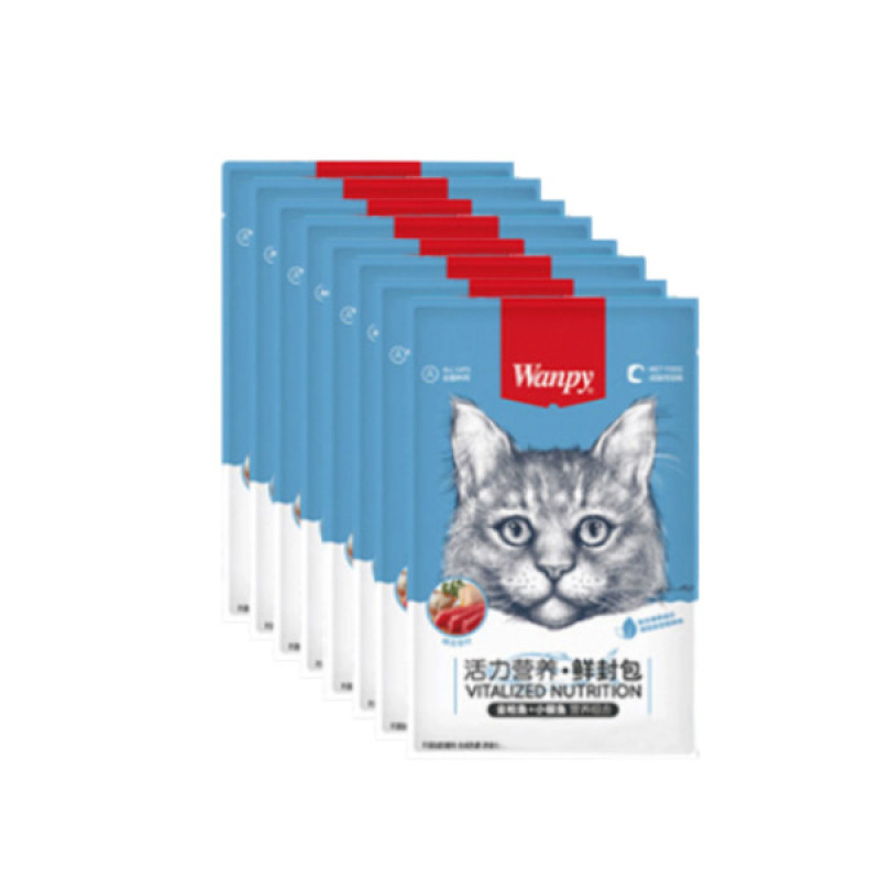 پوچ گربه بالغ ونپی مدل Tuna and Whitebait طعم تن و ماهی سفید بسته 10 عددی