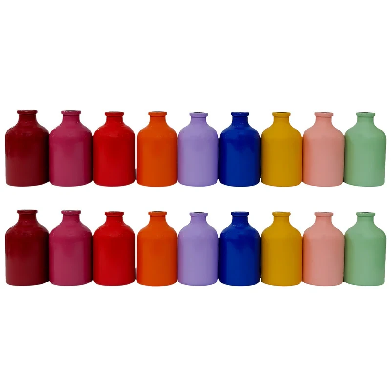 گلدان دکوری شیشه‌ای کد 262، بسته 18 عددی، ابعاد 4x4x7 سانتی‌متر، وزن 57 گرم