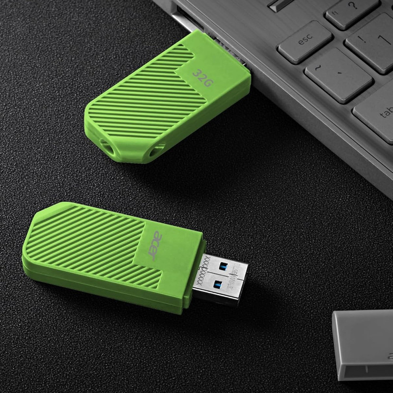 فلش مموری ایسر مدل UP300 ظرفیت 32 گیگابایت، رابط USB 3.2 Gen1، سرعت خواندن 120 مگابایت بر ثانیه، بدنه سبک و مقاوم، سازگار با ویندوز، مک و لینوکس، مناسب انتقال سریع و ذخیره‌سازی داده‌های حجیم