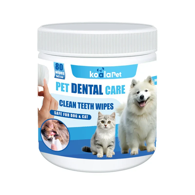 دستمال مرطوب بهداشت دندان حیوانات کوالاپت مدل dental Wipes01 بسته 80 عددی