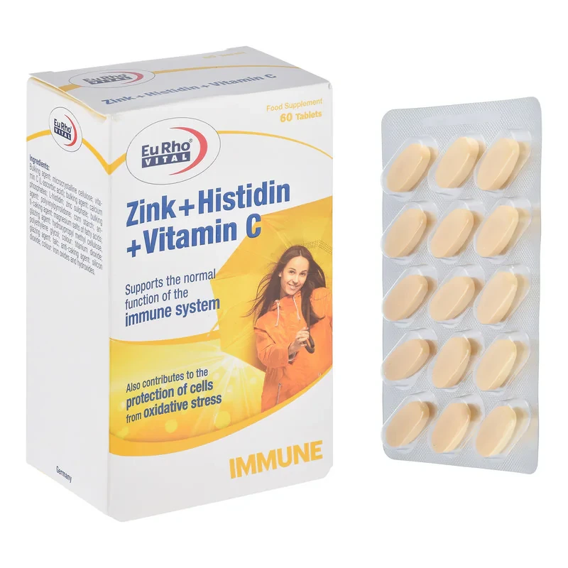 کپسول زینک، ویتامین سی و هیستیدین یوروویتال - 395 میلی گرم بسته 60 عددی
