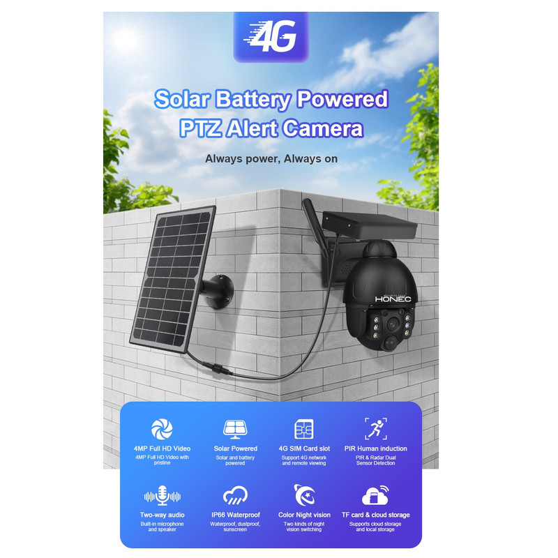 دوربین مداربسته تحت شبکه هونک مدل خورشیدی HN-S588-4G-Solar
