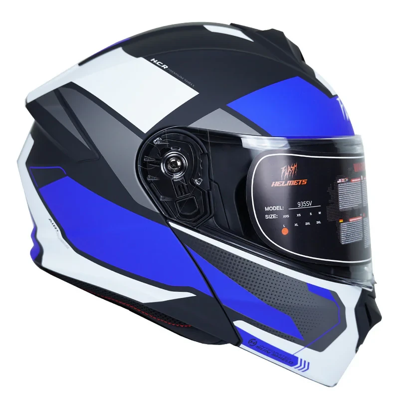 کلاه کاسکت فک متحرک فلش مدل 935sv whiteblue
