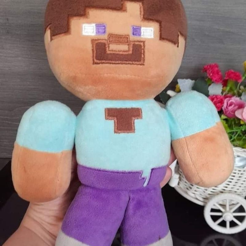 عروسک طرح ماینکرافت ایستاده مدل استیو کد JI110 ارتفاع 25 سانتی‌متر