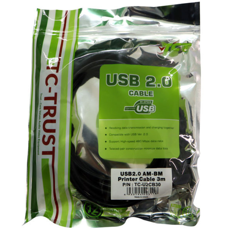 کابل پرینتر تی سی تراست مدل TC-U2CB30 طول 3 متر