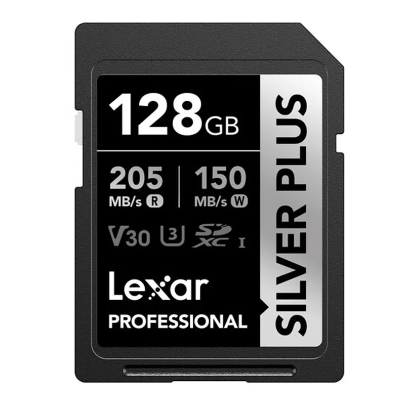 کارت حافظه SDXC لکسار مدل Professional SILVER PLUSکلاس 10 استاندارد UHS-I U3 سرعت 205MBps ظرفیت 128 گیگابایت